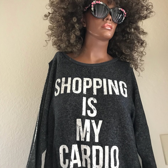 SHOPPING is my CARDIO Split SLEEVE SWEATSHIRT M - Picture 4 of 16